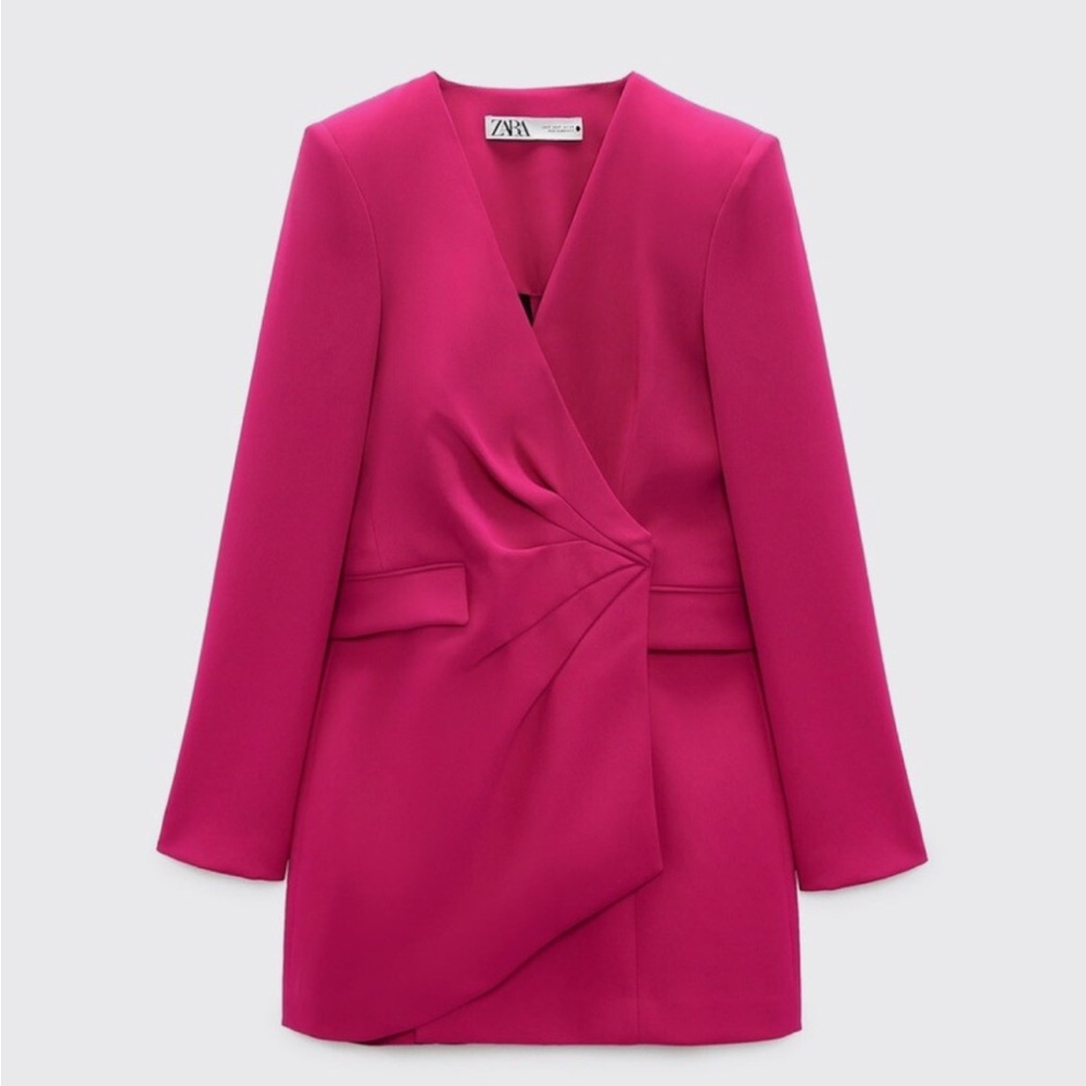 Zara Blazer Dress Pink Long Sleeve Dress, XS